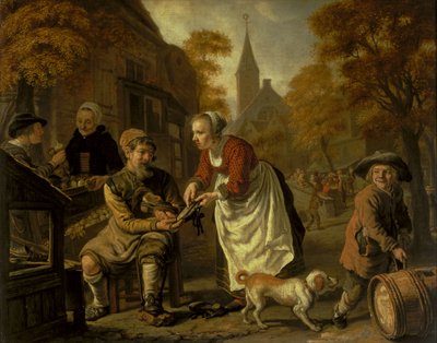 A Village Scene with a Cobbler by Jan Victors